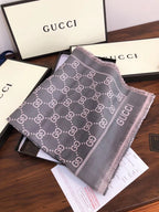 Gucci Wool-Silk Blend Small Broken Edges Jacquard Scarf Shawl for Women – product image 2
