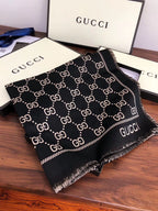 Gucci Wool-Silk Blend Small Broken Edges Jacquard Scarf Shawl for Women – product image 3