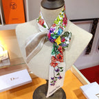 Hermès Bevel Edge Floral Double Layer Ribbon Silk Scarf for Women – product image 1