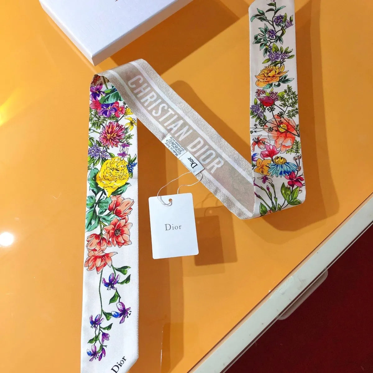 Hermès Bevel Edge Floral Double Layer Ribbon Silk Scarf for Women – product image 11