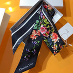 Hermès Bevel Edge Floral Double Layer Ribbon Silk Scarf for Women – product image 9