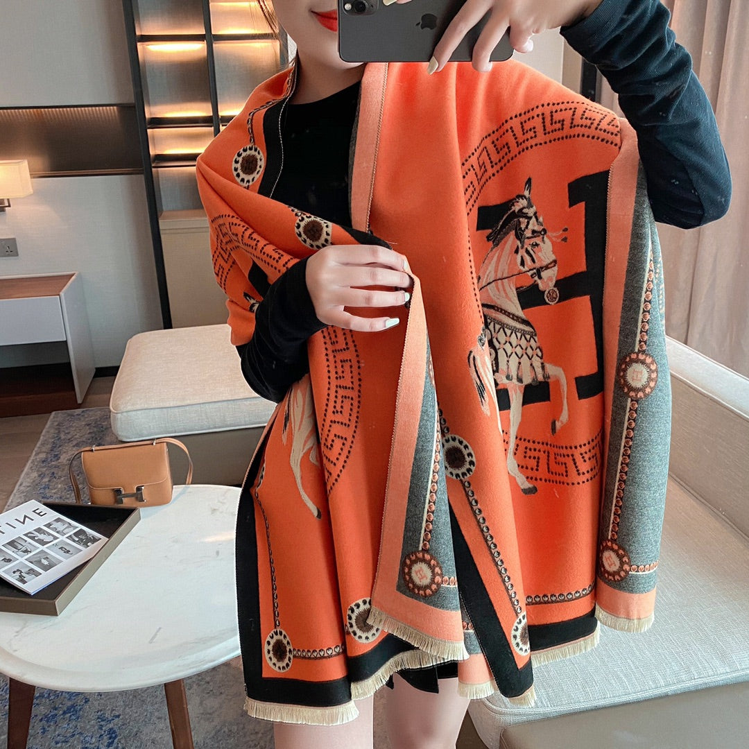 Hermès Cashmere H Horse Element Jacquard Scarf for Women – product image 15