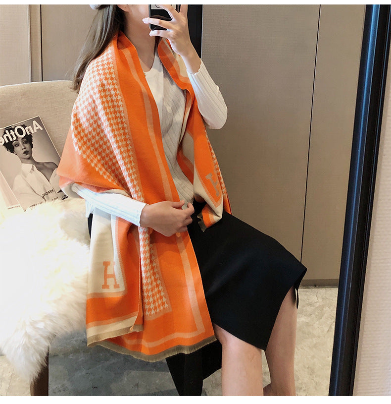 Hermès Cashmere warm thickened shawl scarf for Women – product image 6
