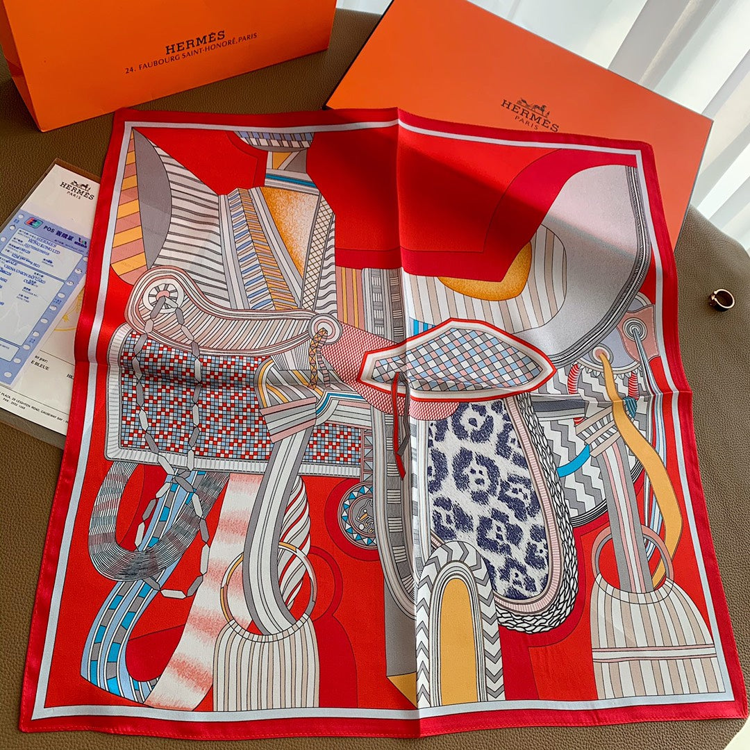 Hermès Fantasy Saddle Small Square Silk Scarf for Women – product image 1