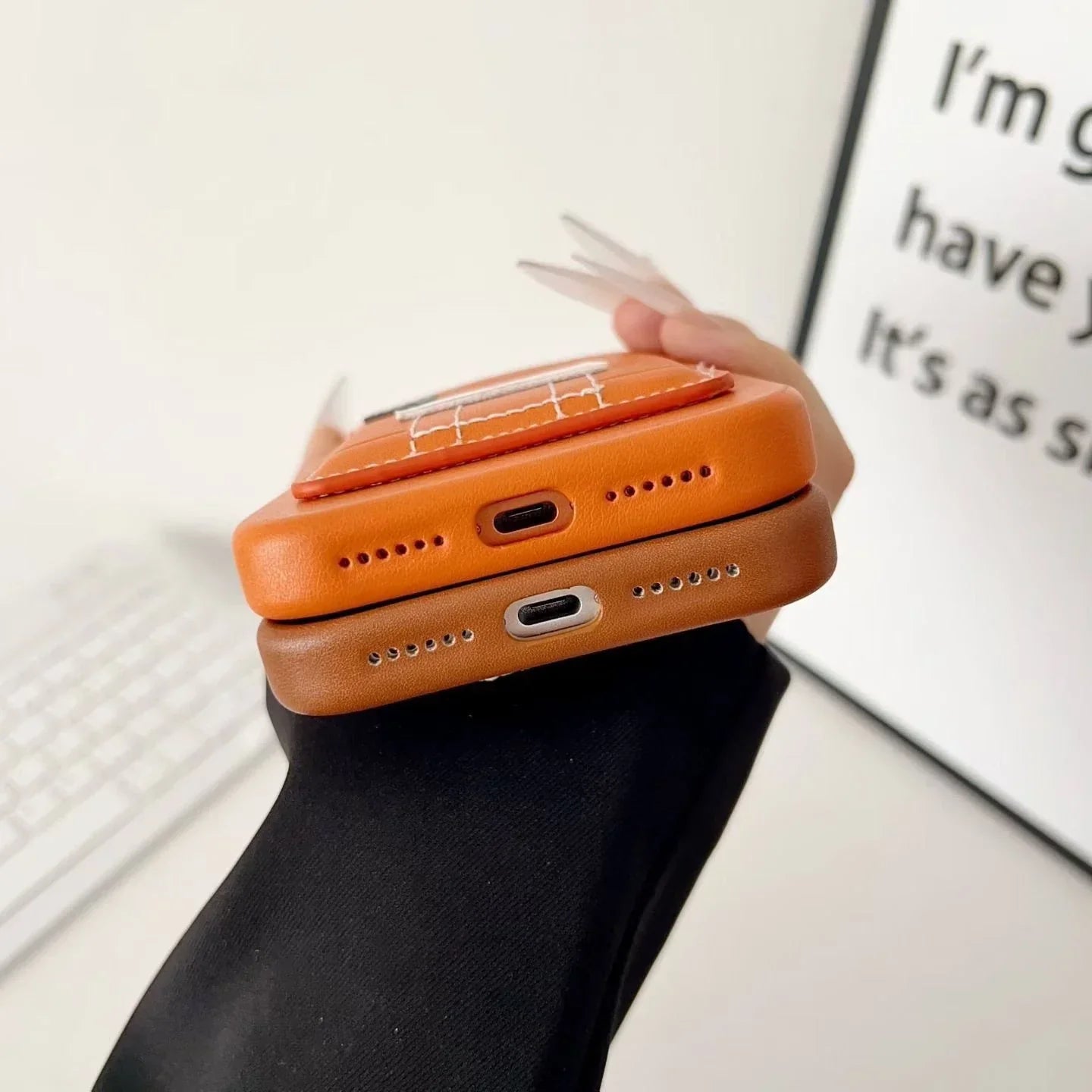 Black Hermès iPhone 17 Pro Max Case with Card Slot – Luxury Leather Hermes Phone Case