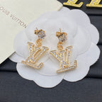 Diamond Logo Pendant Crystal Earrings