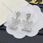Diamond Logo Pendant Crystal Earrings
