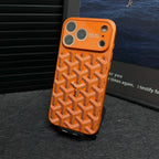 Goyard iPhone 17 Pro Max Leather Case – Vintage Monogram Luxury Cover