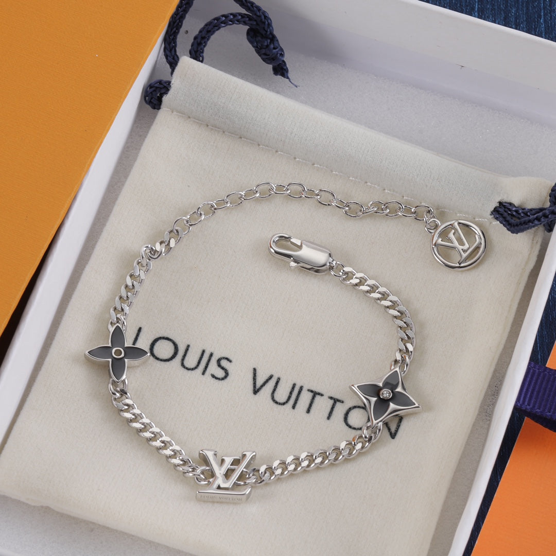 Louis Vuitton Black Four-Leaf Clover Metal Bracelet – Luxury Jewelry – product image 2