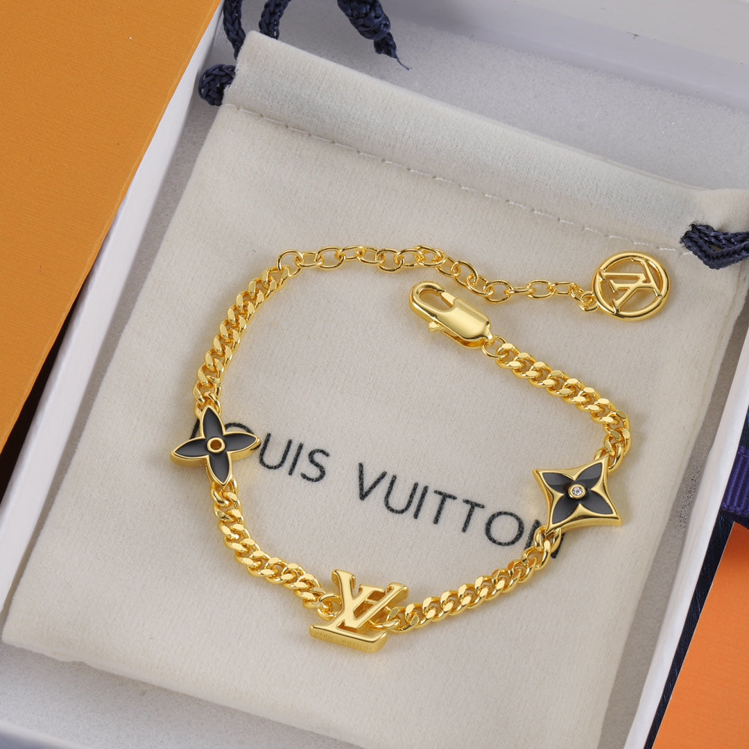 Louis Vuitton Black Four-Leaf Clover Metal Bracelet – Luxury Jewelry – product image 3
