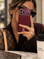 Louis Vuitton Burgundy studded case for iPhone 18 Pro Max – front view