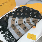 Louis Vuitton Cashmere Classic Monogram Warm Fringe Scarf Shawl for Women – product image 5