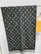 Louis Vuitton Cashmere Classic Monogram Warm Fringe Scarf Shawl for Women – product image 8