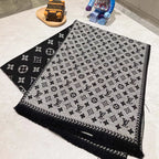 Louis Vuitton Cashmere Color Block Letter Border Jacquard Scarf for Women – product image 1