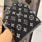 Louis Vuitton Cashmere Color Block Letter Border Jacquard Scarf for Women – product image 17