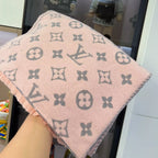 Louis Vuitton Cashmere Color Block Letter Border Jacquard Scarf for Women – product image 24