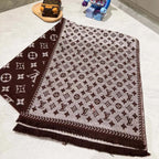 Louis Vuitton Cashmere Color Block Letter Border Jacquard Scarf for Women – product image 4