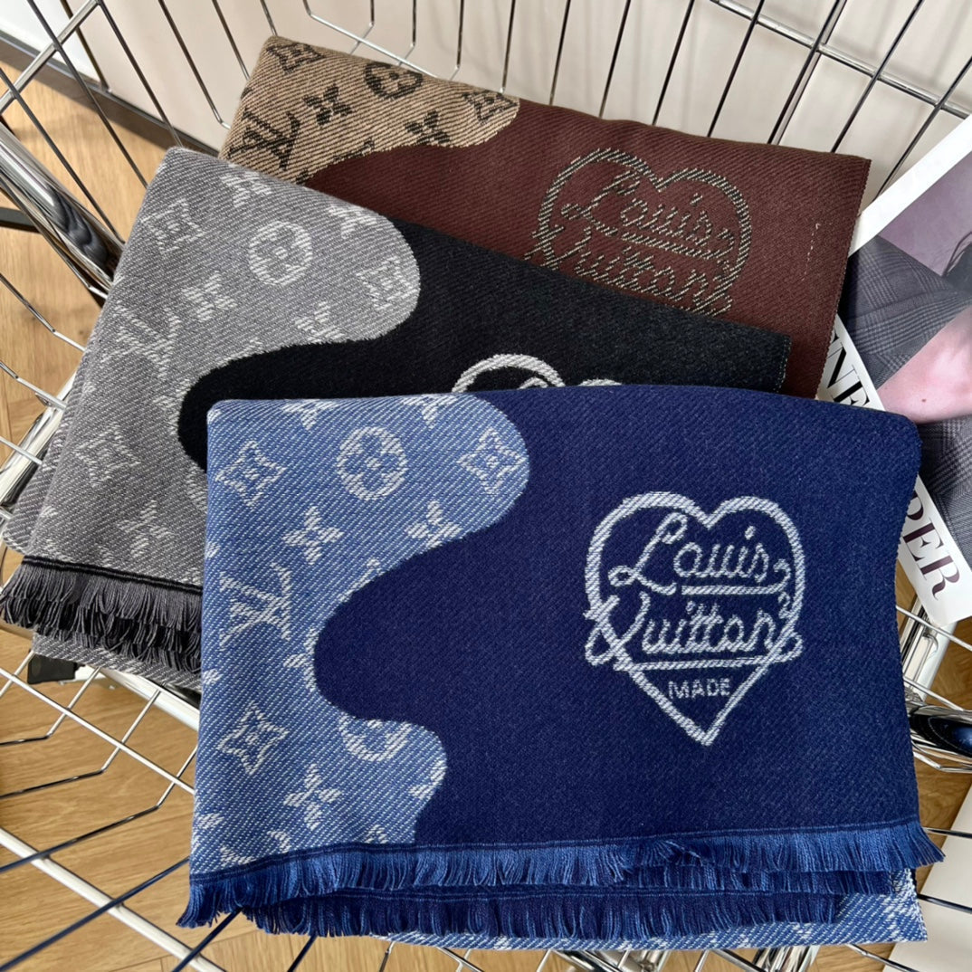 Louis Vuitton Cashmere Colorblock Edition Letter Jacquard Scarf for Women – product image 10