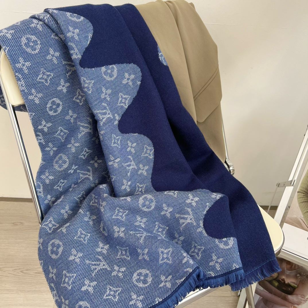 Louis Vuitton Cashmere Colorblock Edition Letter Jacquard Scarf for Women – product image 11