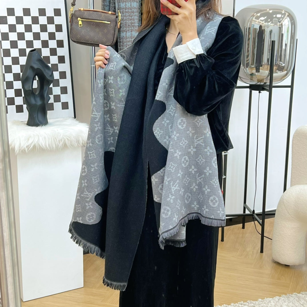 Louis Vuitton Cashmere Colorblock Edition Letter Jacquard Scarf for Women – product image 14