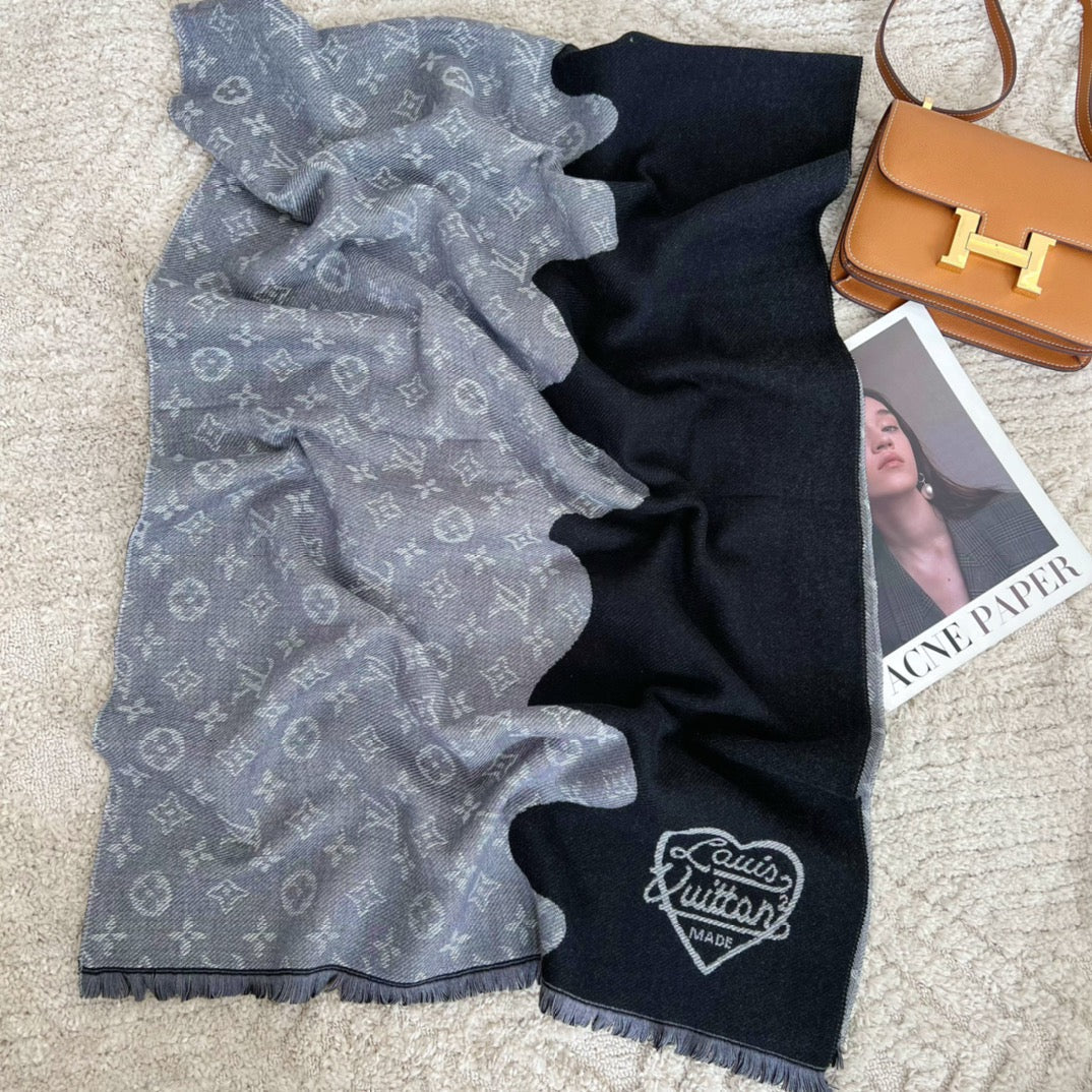 Louis Vuitton Cashmere Colorblock Edition Letter Jacquard Scarf for Women – product image 15