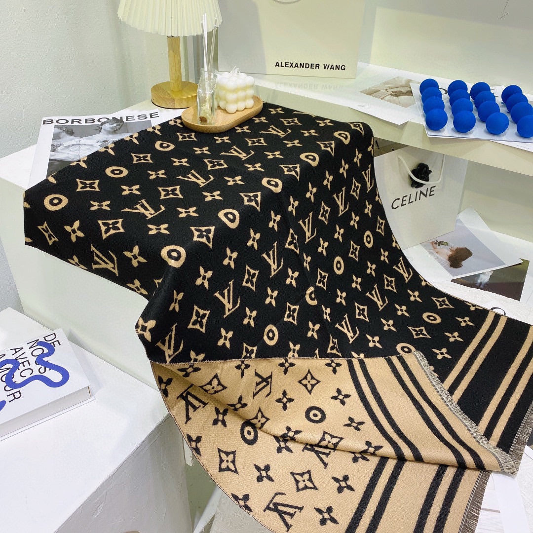 Louis Vuitton Cashmere Letter Jacquard Scarf Shawl for Women – product image 12