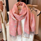 Louis Vuitton Cashmere monogram jacquard fringed scarf for Women – product image 15