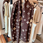 Louis Vuitton Cashmere monogram jacquard fringed scarf for Women – product image 2