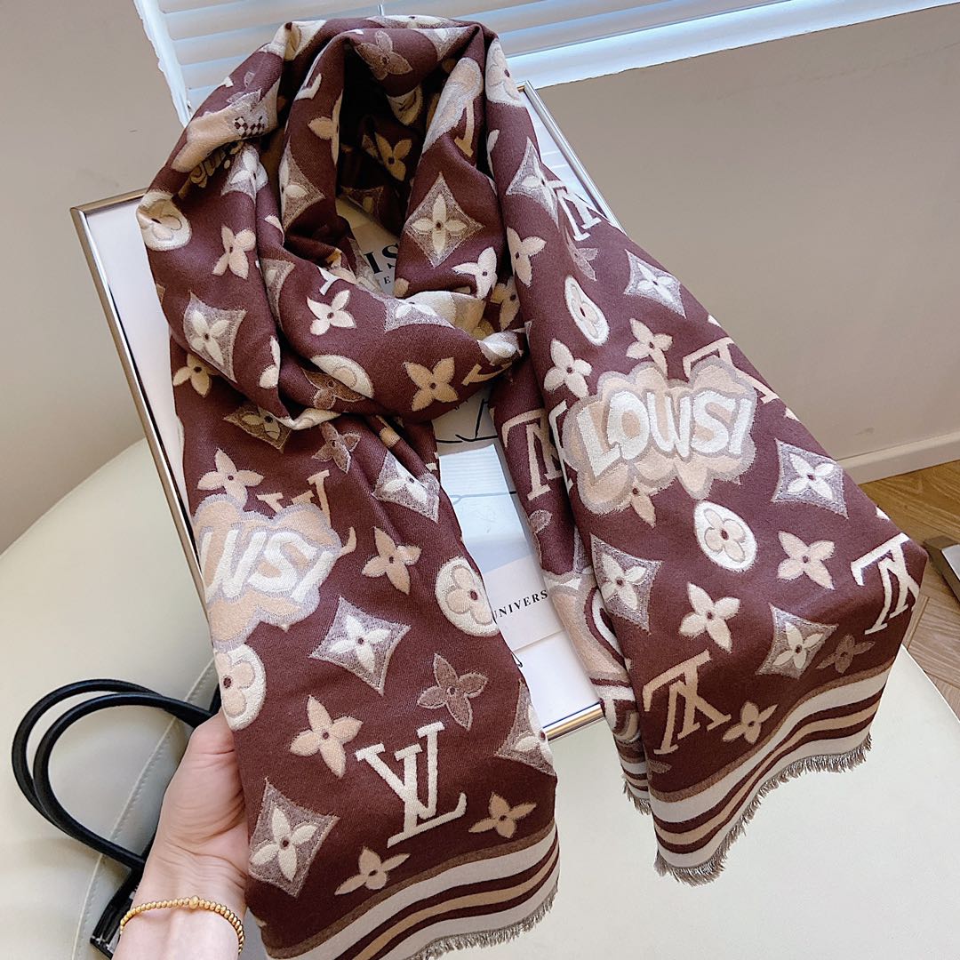 Louis Vuitton Cashmere Monogram Jacquard Scarf Shawl for Women – product image 2