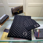 Louis Vuitton Cashmere Monogram Letter Jacquard Scarf Hat Set for Women – product image 2