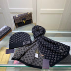 Louis Vuitton Cashmere Monogram Letter Jacquard Scarf Hat Set for Women – product image 20