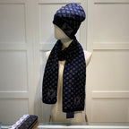 Louis Vuitton Cashmere Monogram Letter Jacquard Scarf Hat Set for Women – product image 21