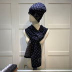Louis Vuitton Cashmere Monogram Letter Jacquard Scarf Hat Set for Women – product image 22