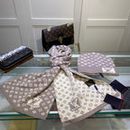 Louis Vuitton Cashmere Monogram Letter Jacquard Scarf Hat Set for Women – product image 28