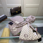 Louis Vuitton Cashmere Monogram Letter Jacquard Scarf Hat Set for Women – product image 29