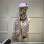 Louis Vuitton Cashmere Monogram Letter Jacquard Scarf Hat Set for Women – product image 30
