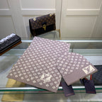 Louis Vuitton Cashmere Monogram Letter Jacquard Scarf Hat Set for Women – product image 4