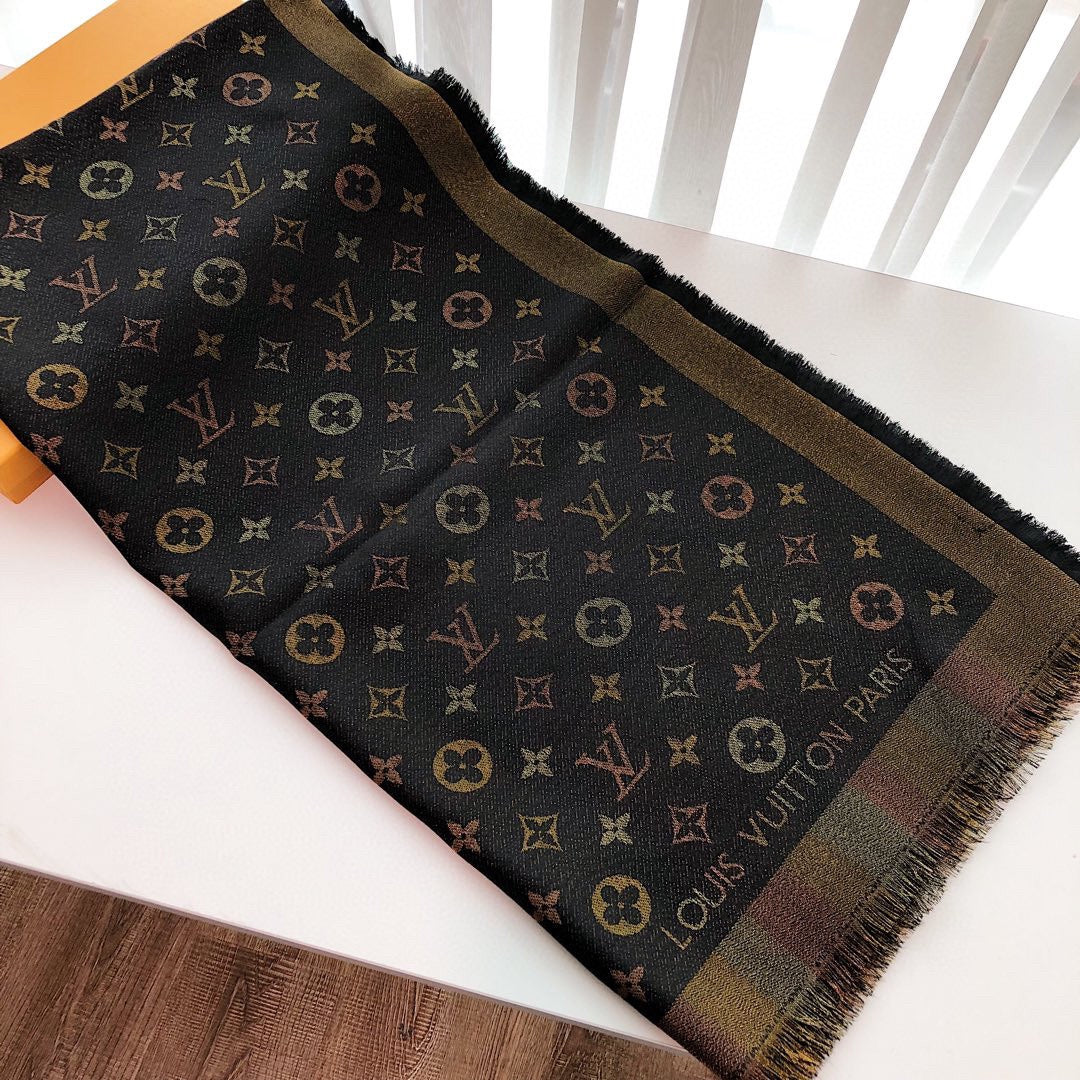 Louis Vuitton Classic Color Striped Gold Silk Square Scarf for Women – product image 14