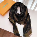 Louis Vuitton Classic Color Striped Gold Silk Square Scarf for Women – product image 15