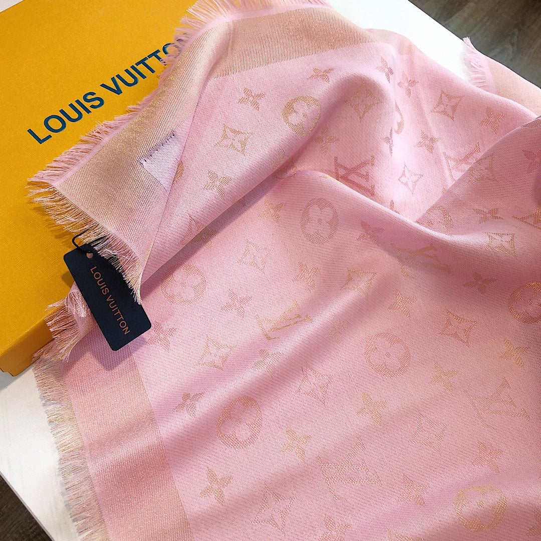 Louis Vuitton Classic Color Striped Gold Silk Square Scarf for Women – product image 18
