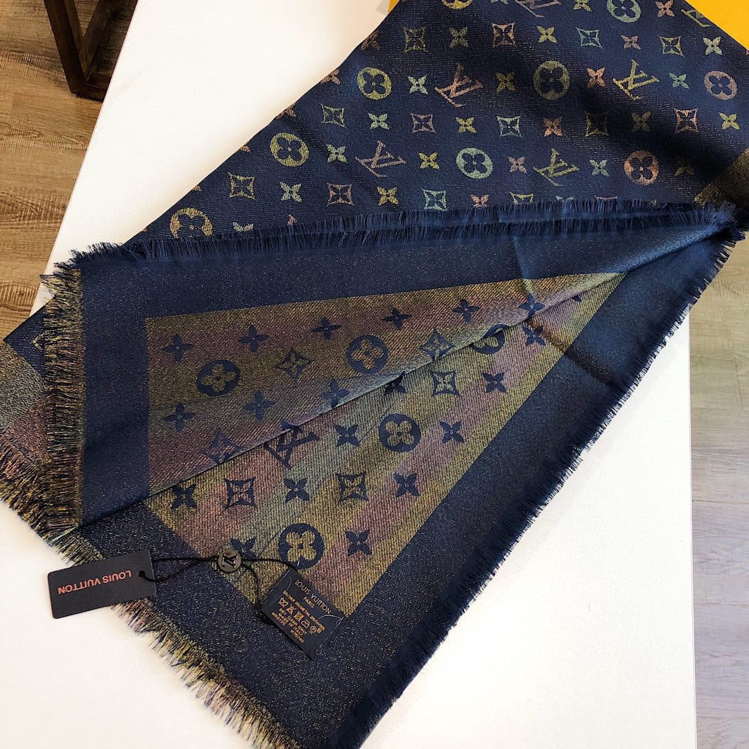 Louis Vuitton Classic Color Striped Gold Silk Square Scarf for Women – product image 20