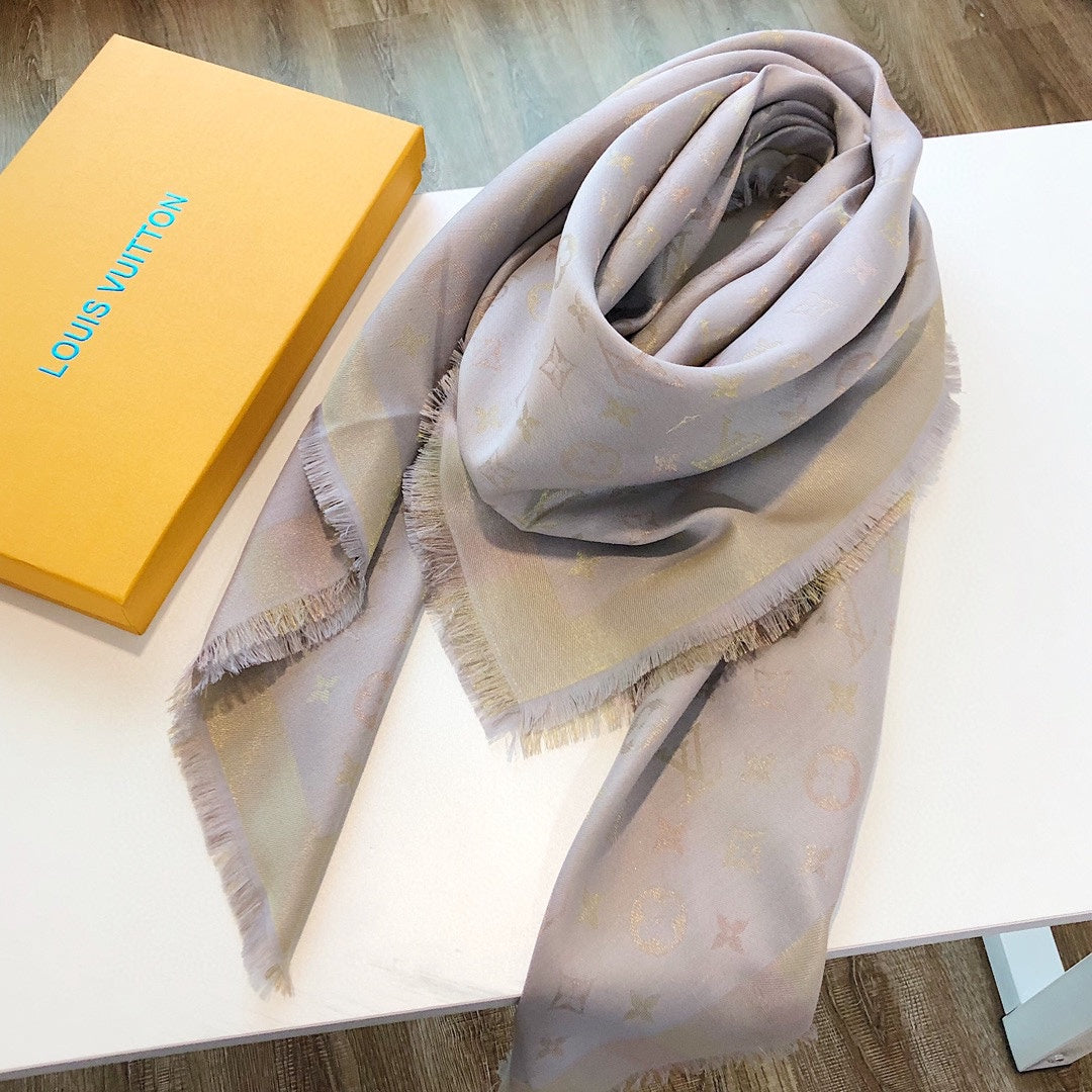 Louis Vuitton Classic Color Striped Gold Silk Square Scarf for Women – product image 22