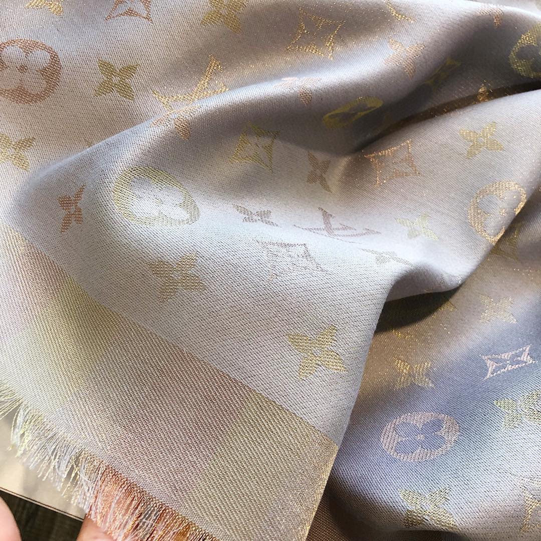Louis Vuitton Classic Color Striped Gold Silk Square Scarf for Women – product image 23