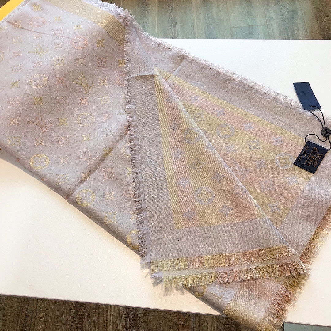 Louis Vuitton Classic Color Striped Gold Silk Square Scarf for Women – product image 24