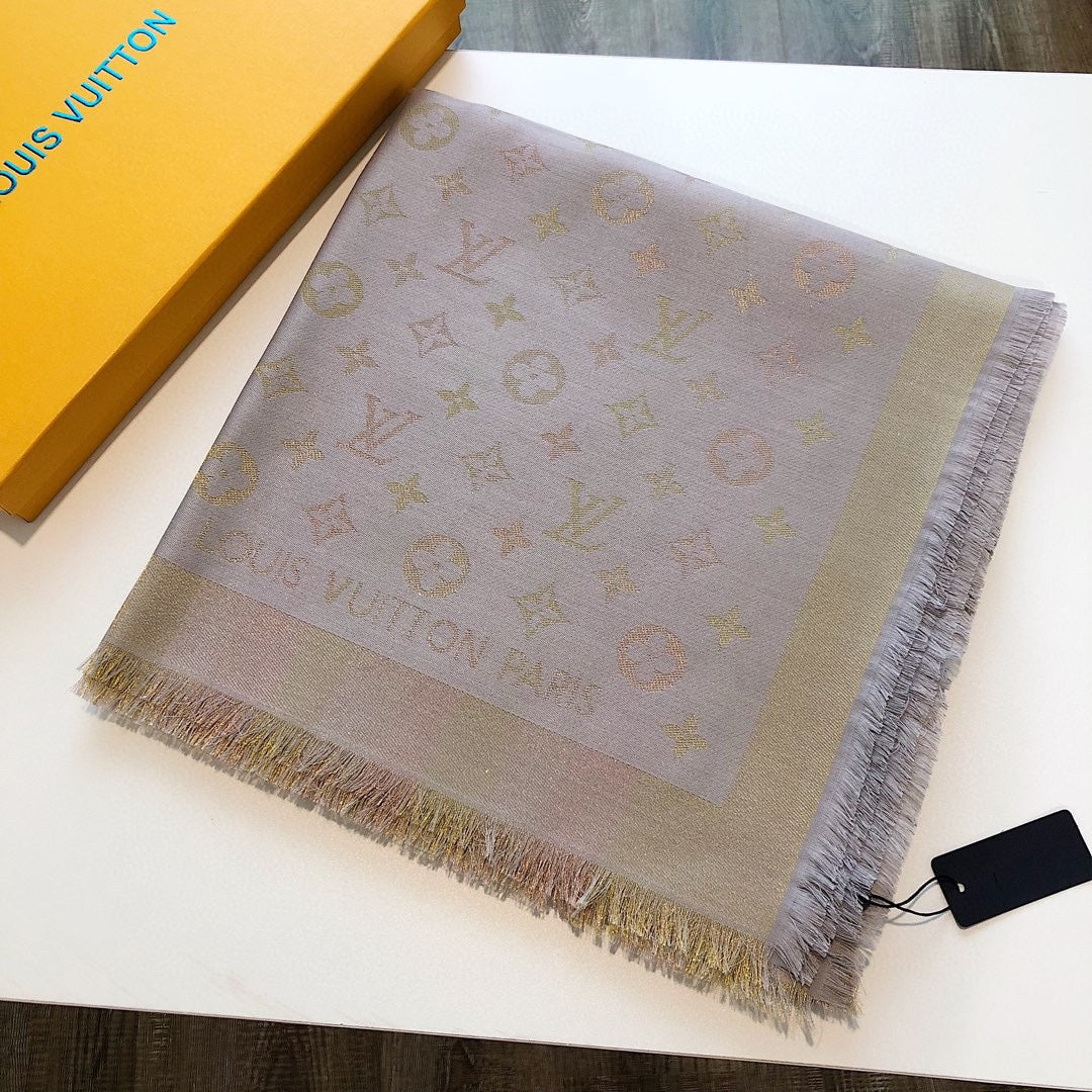 Louis Vuitton Classic Color Striped Gold Silk Square Scarf for Women – product image 4