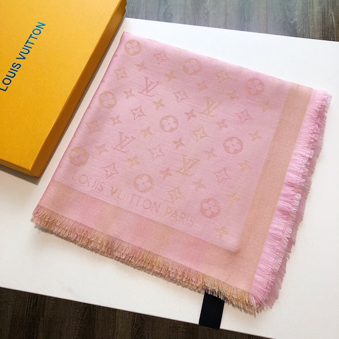 Louis Vuitton Classic Color Striped Gold Silk Square Scarf for Women – product image 6