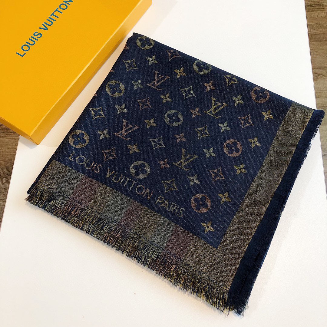 Louis Vuitton Classic Color Striped Gold Silk Square Scarf for Women – product image 7