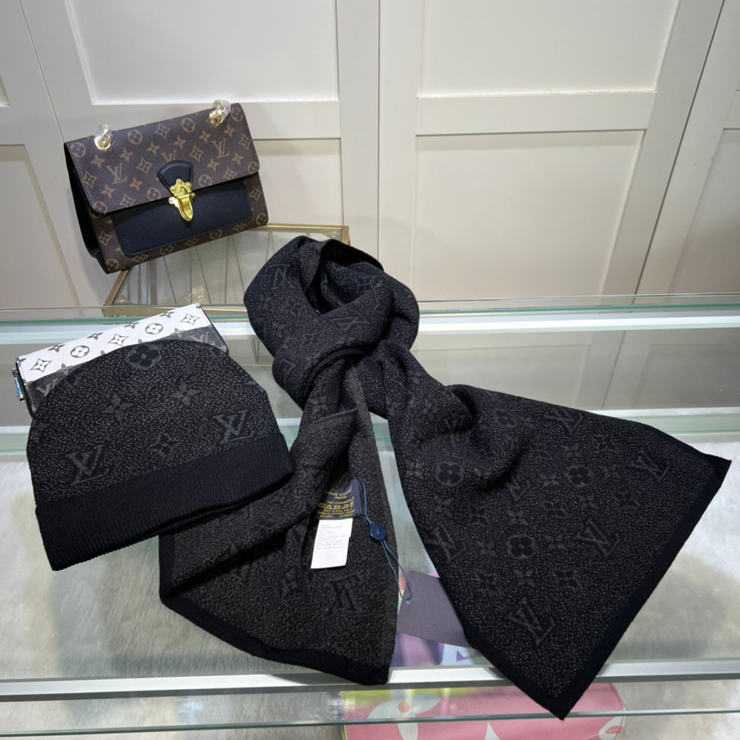 Louis Vuitton Classic Monogram Unisex Wool Scarf Hat Set – product image 26