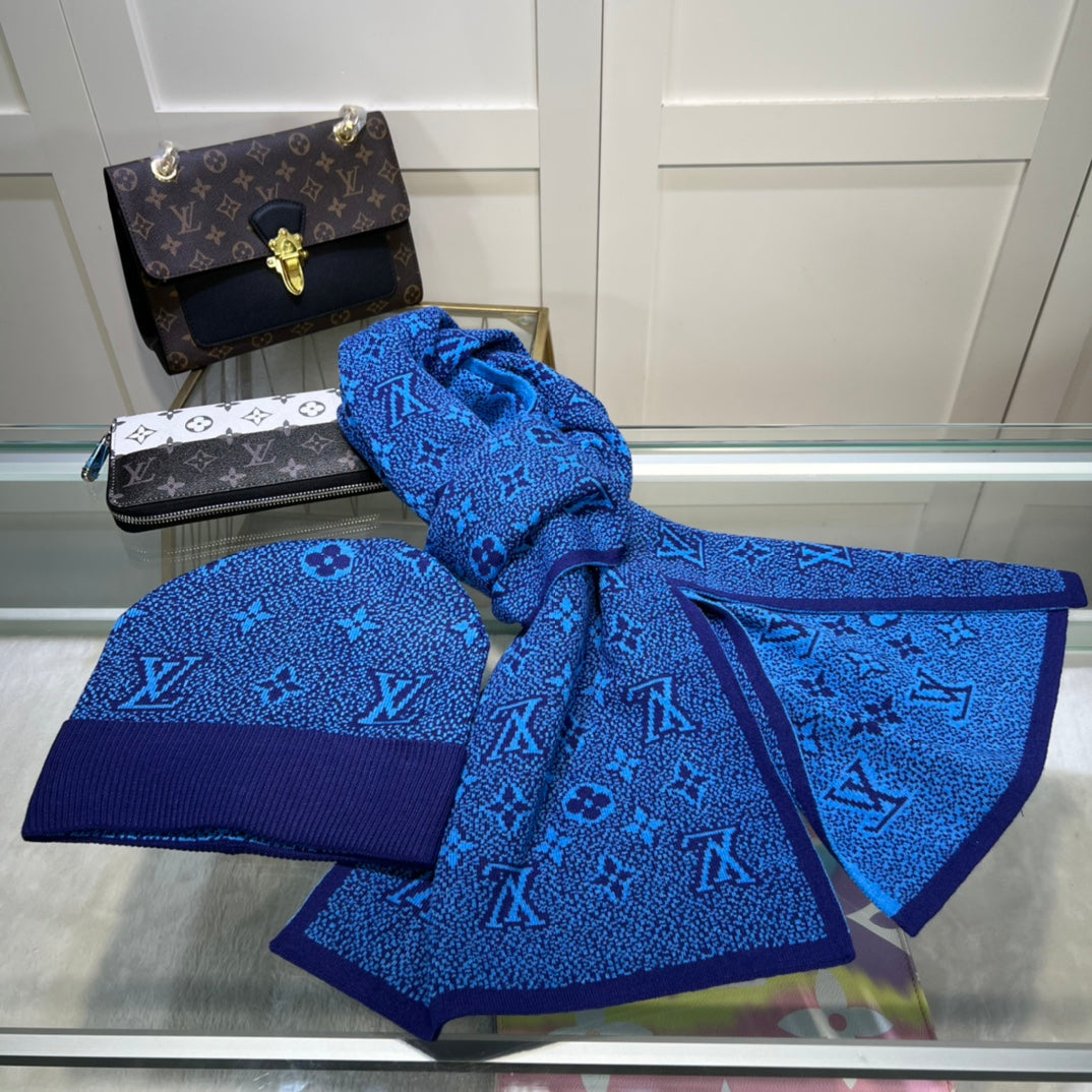 Louis Vuitton Classic Monogram Unisex Wool Scarf Hat Set – product image 29