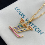 Louis Vuitton Colored Crystal Logo Pendant Necklace – Luxury Designer Jewelry – product image 4